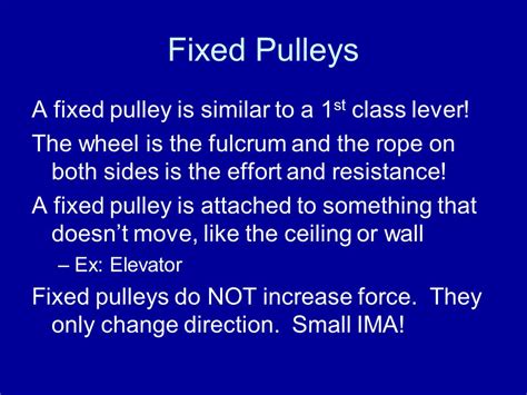 how are fixed pulleys similar to first class levers
